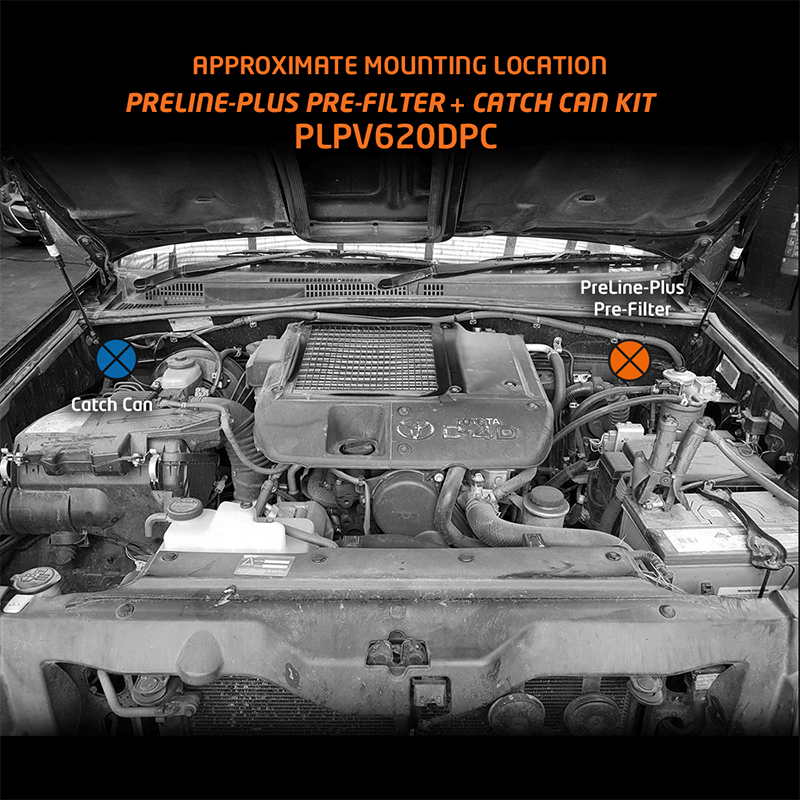 Direction Plus PreLine-Plus Pre-Filter and ProVent Catch Can Kit for Toyota Prado 150 Series PLPV620DPC