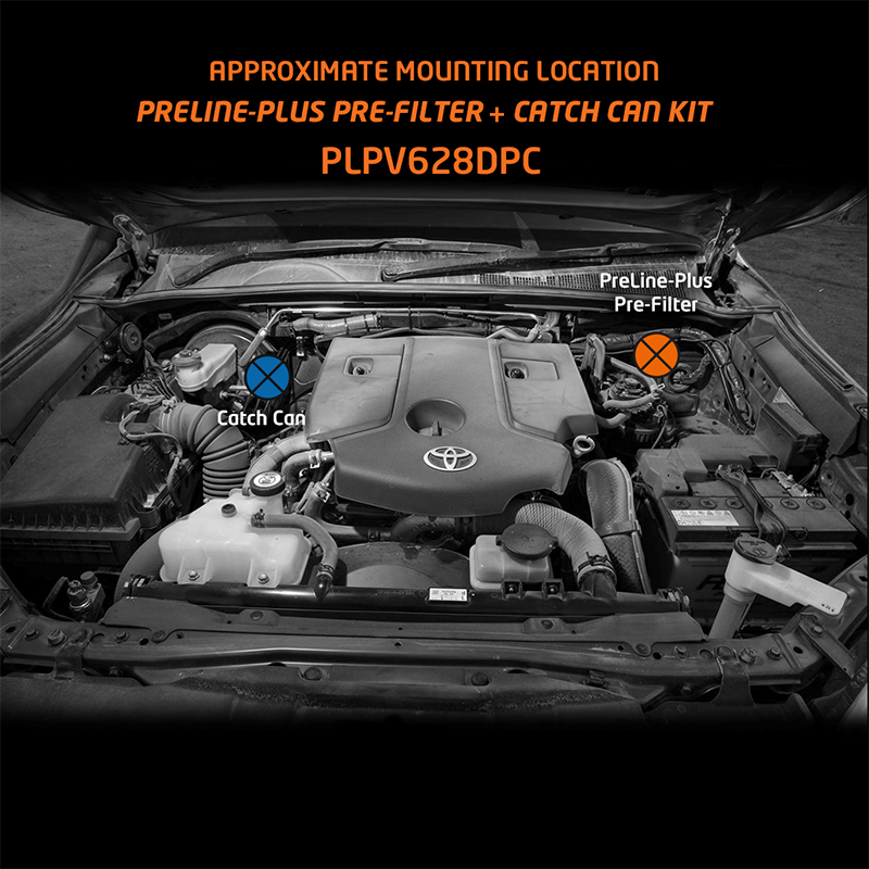 Direction Plus PreLine-Plus Pre-Filter and ProVent Combo Kit Hilux N80/Fortuner PLPV628DPC