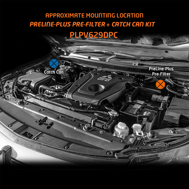 Direction Plus PreLine-Plus Pre-Filter and ProVent Catch Can Kit Triton/Pajero Sport PLPV629DPC