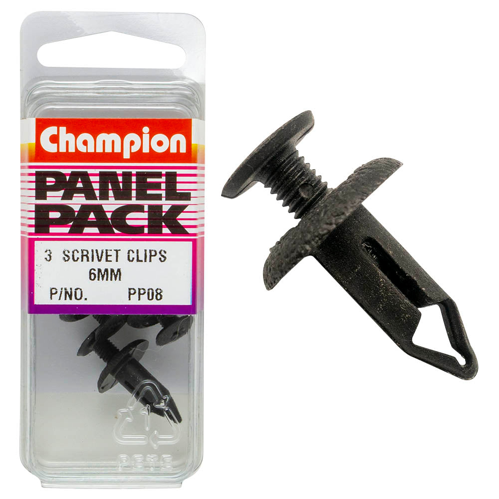 Champion Fasteners Screw Type Black Len: 18mm Hole: 6mm Head: 15mm PP08