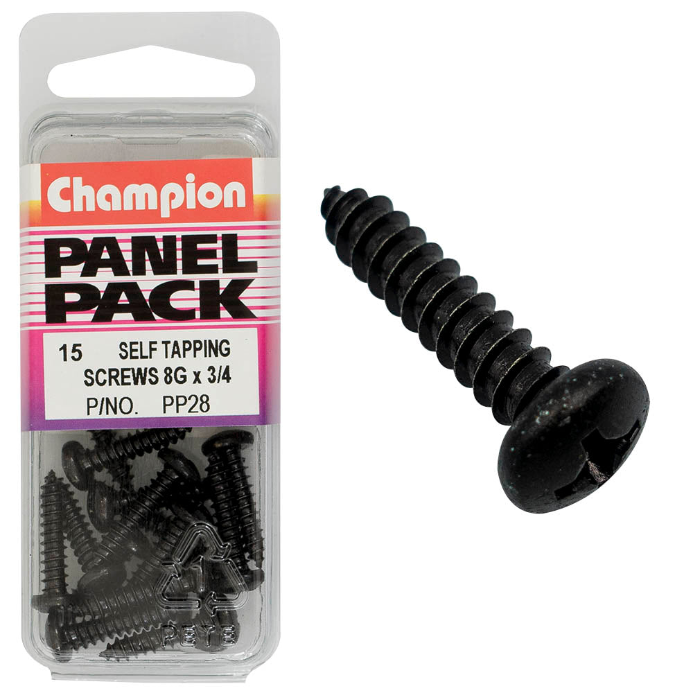 Champion Fasteners Self Tapper Screw Pan Phillips 4.2X19mm Black PP28
