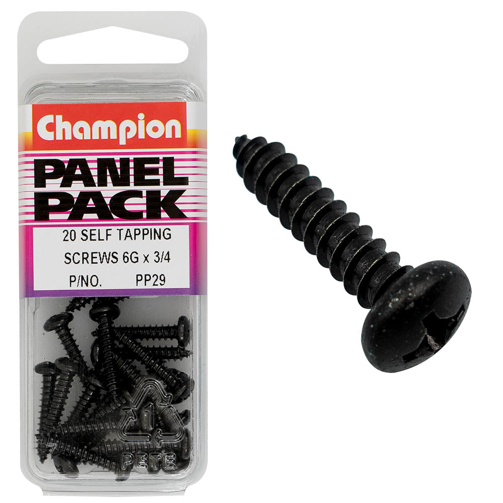 Champion Fasteners Self Tapper Screw Pan Phillips 3.5X19mm Black PP29