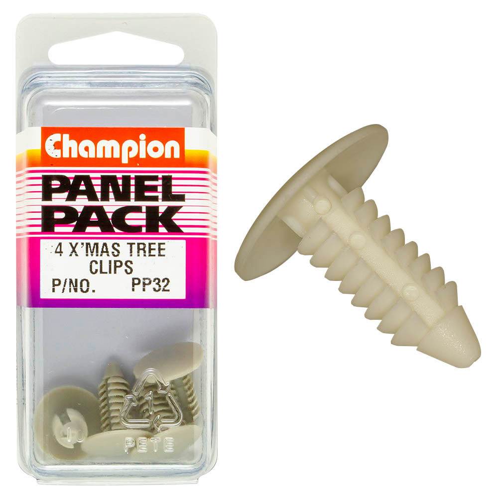 Champion Fasteners Xmas Tree Clip Grey Len: 21mm Stem Dia: 8mm Head: 17.5mm PP32