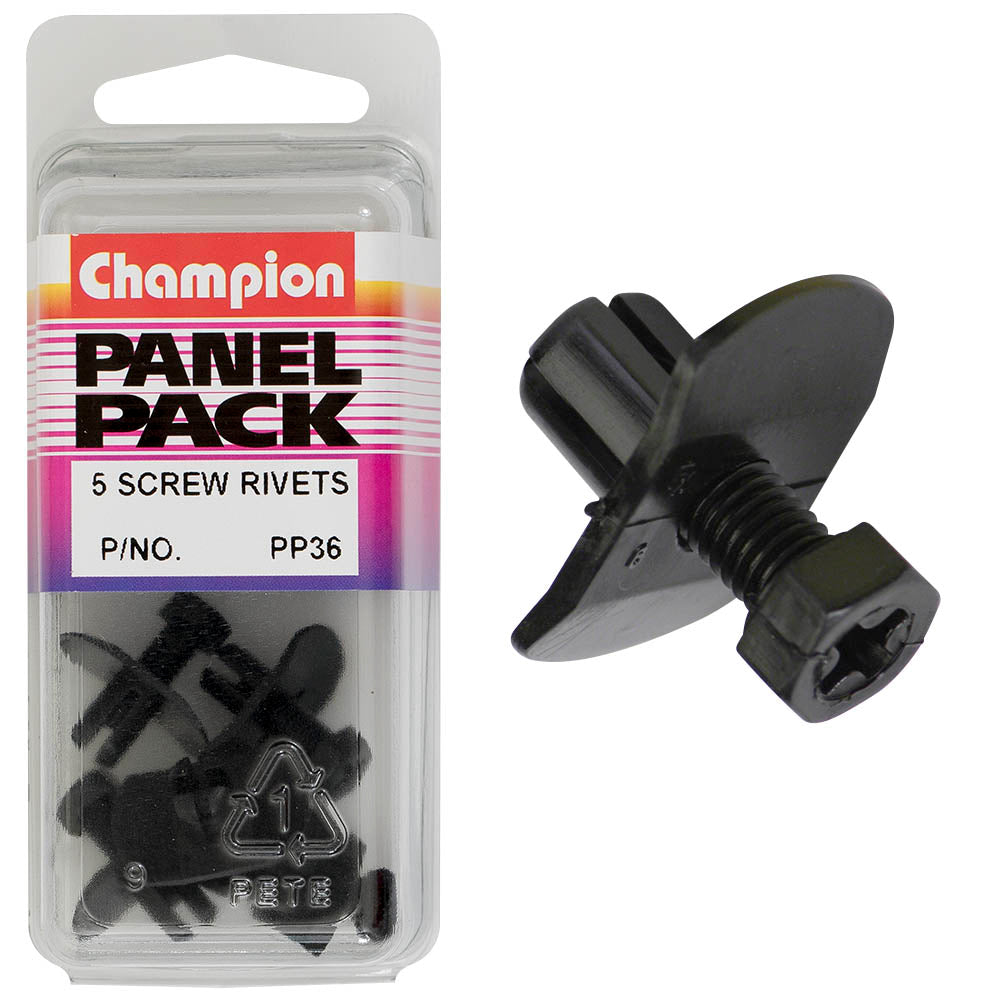 Champion Fasteners Push Rivet Black Len: 9mm Hole: 7mm Head: 14X22mm PP36