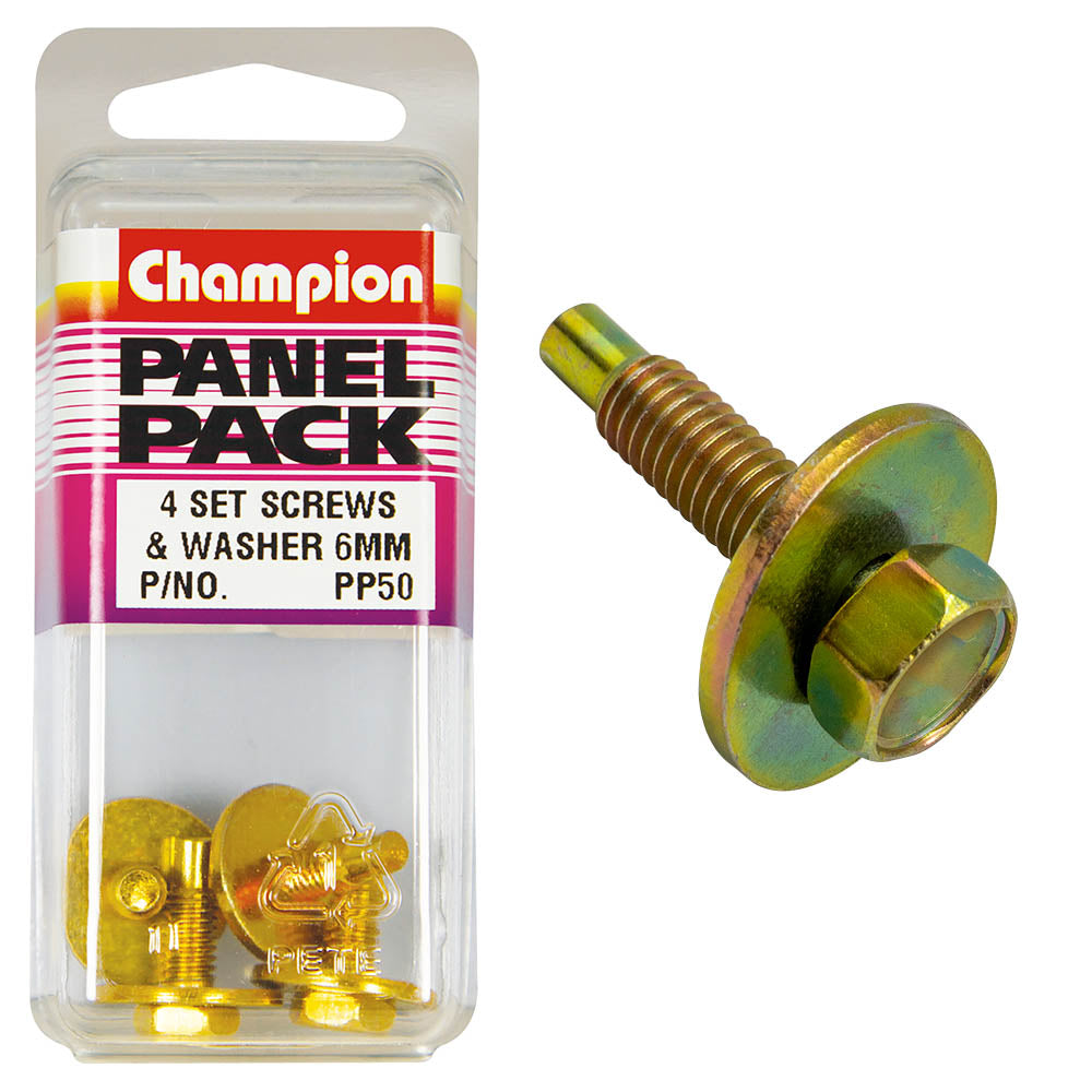 Champion Fasteners Hex Set Screw Sems Hex Ind Combo Dve Flat Washer Pilot M6X18mm PP50