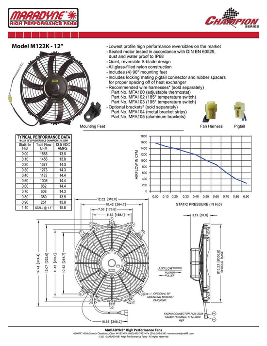 Maradyne 12in Fan Skew Blade Reversible (1565CFM) (82mm Deep) PWAC12SK-M