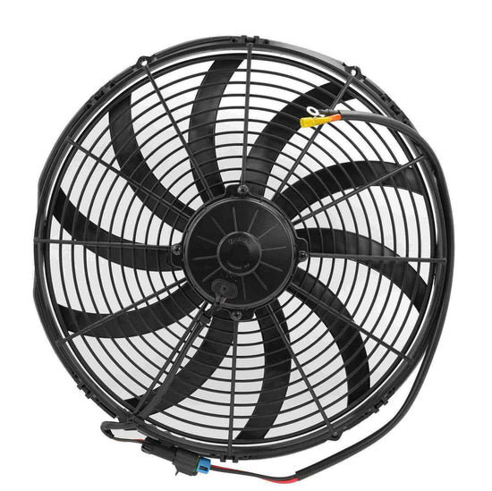 SPAL 16in Fan Skew Blade Pull 12V Extreme Performance (2460CFM) (93mm Deep) (Includes Gasket & Wiring Loom) PWAC16SK3K