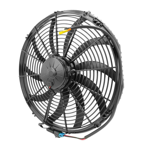SPAL 16in Fan Skew Blade Pull 12V Extreme Performance (2460CFM) (93mm Deep) (Includes Gasket & Wiring Loom) PWAC16SK3K