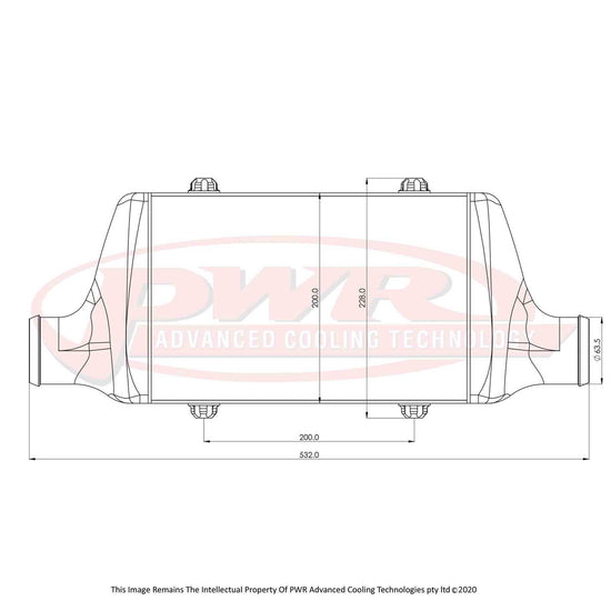 PWR Street Series Intercooler - Core Size 300 X 200 X 68mm, 2.5in Outlets PWI78869