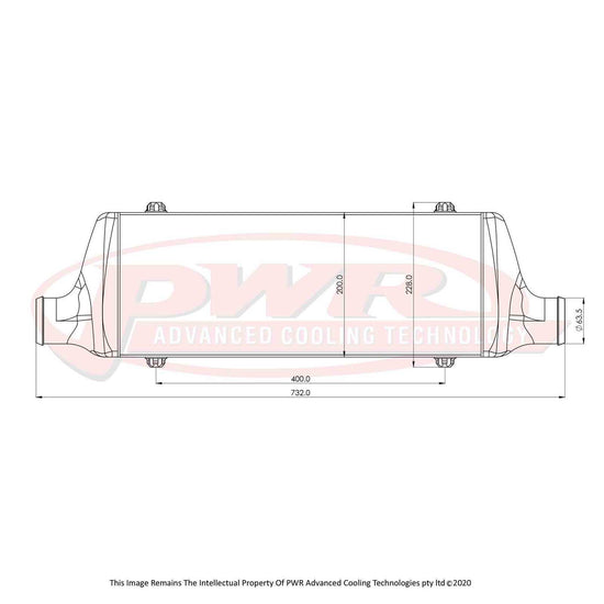 PWR Street Series Intercooler - Core Size 500 X 200 X 68mm, 2.5in Outlets PWI78871-002