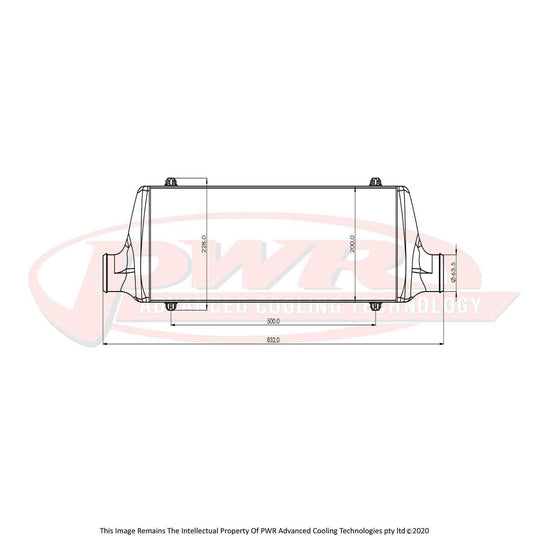 PWR Street Series Intercooler - Core Size 600 X 200 X 68mm, 2.5in Outlets PWI78872