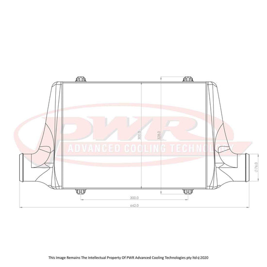 PWR Street Series Intercooler - Core Size 400 X 300 X 68mm, 3in Outlets PWI78878
