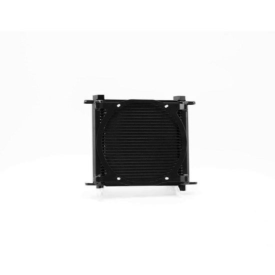 PWR Engine Oil Cooler - Plate & Fin 280 X 256 X 37mm (28 Row) Suits 9in SPAL Fan, Temp Switch Boss Kit (Includes Fittings) (Powdercoated Engine Oil W/ SPAL Kit) PWO5933-6-K