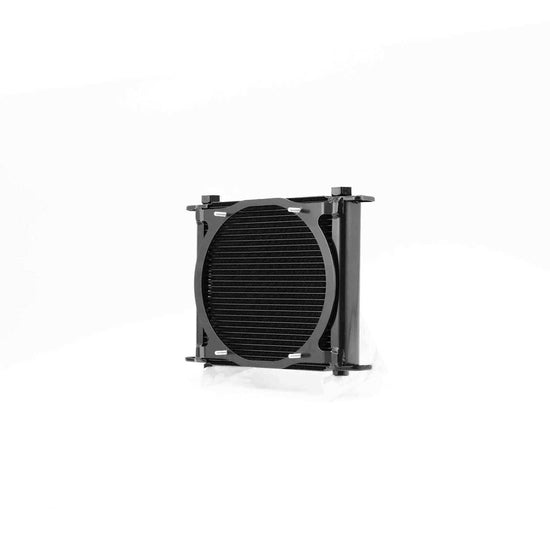 PWR Engine Oil Cooler - Plate & Fin 280 X 256 X 37mm (28 Row) Suits 9in SPAL Fan, Temp Switch Boss Kit (Includes Fittings) (Powdercoated Engine Oil W/ SPAL Kit) PWO5933-6-K