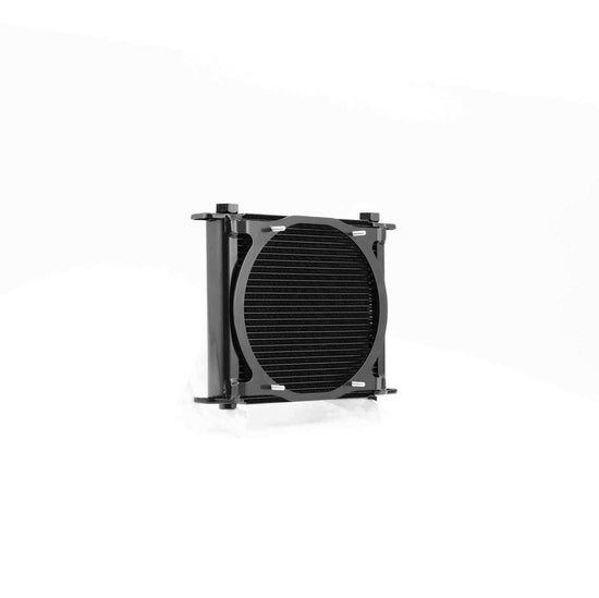 PWR Engine Oil Cooler - Plate & Fin 280 X 256 X 37mm (28 Row) Suits 9in SPAL Fan, Temp Switch Boss Kit (Includes Fittings) (Powdercoated Engine Oil W/ SPAL Kit) PWO5933-6-K