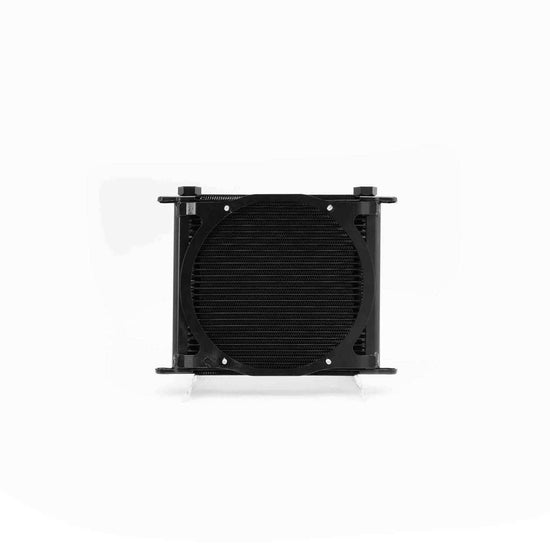 PWR Engine Oil Cooler - Plate & Fin 280 X 256 X 37mm (28 Row) Suits 9in SPAL Fan (Includes Fittings, Fan Additional) (Powdercoated SPAL Engine Oil Kit) PWO5933SP-K