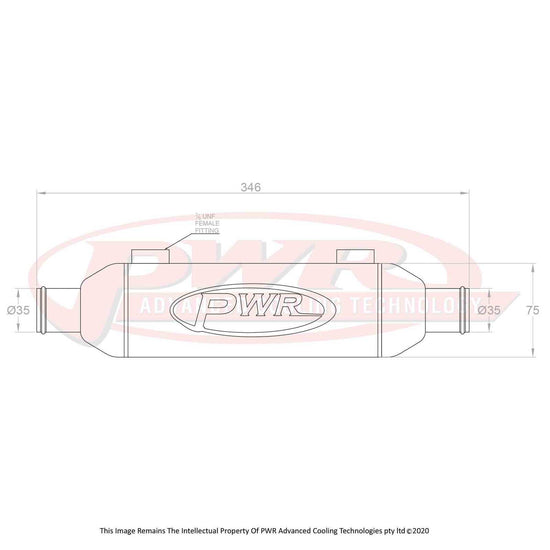 PWR Universal Water To Oil Engine Oil Cooler 3inX 3inX 8in With 35mm Water Outlets PWO5944-1