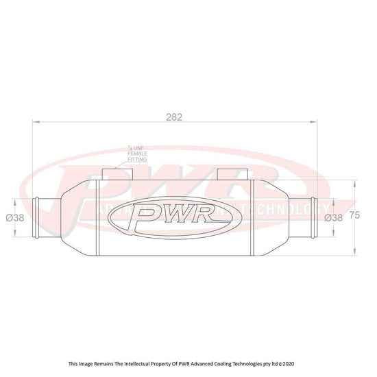 PWR Universal Water To Oil Engine Oil Cooler 3inX 3inX 6in With 38mm Water Outlets PWO5961