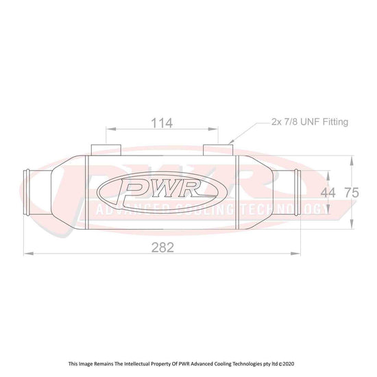 PWR Universal Water To Oil Engine Oil Cooler 3inX 3inX 6in With 44mm Water Outlets PWO5962