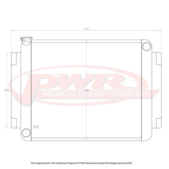 PWR Holden HJ, HQ, HX, HZ V8 Engine (1971 - 1980) 55mm Crossflow Radiator PWR5001