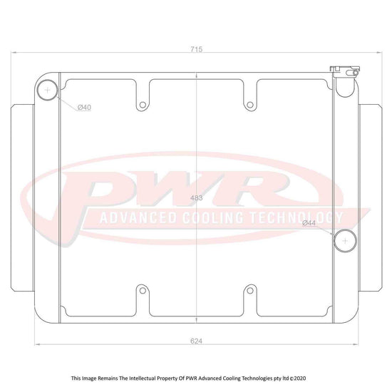 PWR Holden HD, HJ, HQ, HX, HZ 8Cyl Chev Crossflow 55mm Radiator (No Fan Mounts) PWR5060