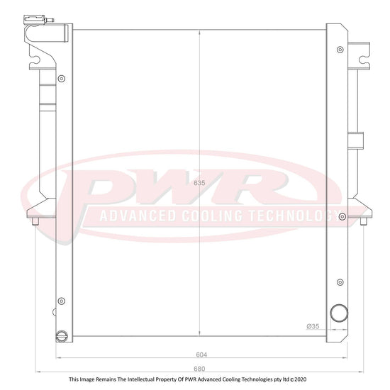 PWR Mitsubishi Triton Ml & Mn 3.2L & 3.5L TD Engines (2006 - 2013) 42mm Closemesh Radiator (Straight Lower Outlet) PWR53537-002