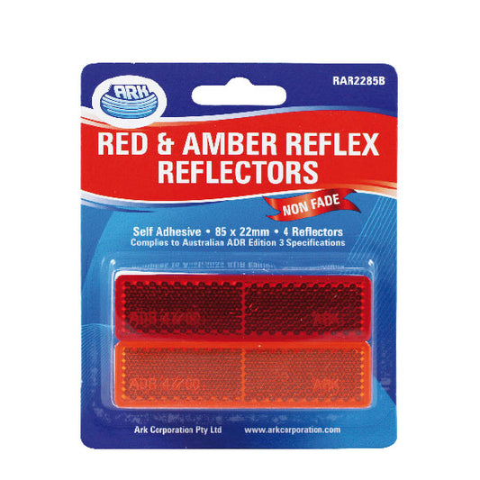 Ark Red and Amber Reflex Reflectors Self Adhesive Set of 4 RAR2285B