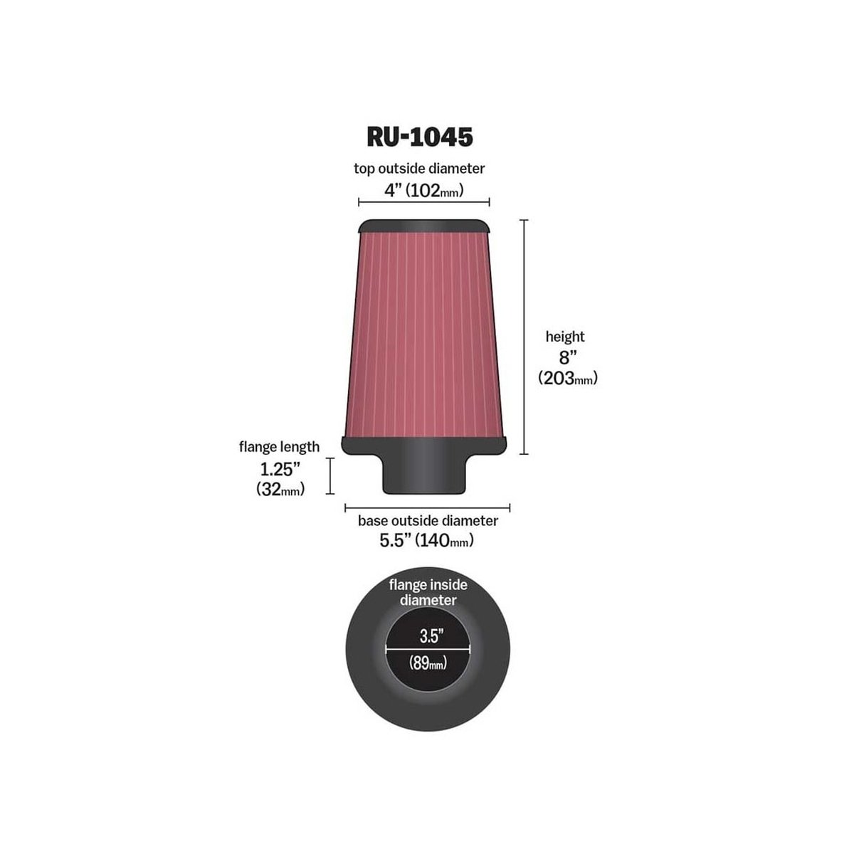 K&N Filters KNRU-1045 Clamp on Air Filter