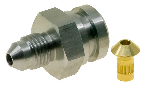 Raceworks M10x1.0 Female Inverted Flare To AN-3 W/ Brake Locator Stainless Steel