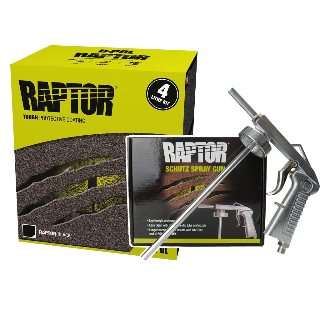 Raptor Tough Protective Coating 4 Bottle Kit - Black W/Bonus Gun RLB/S4-AU-G