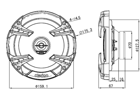 Clarion Audio 6-6.5In (160Mm) 300W 2-Way Coaxial Speakers SE1625R