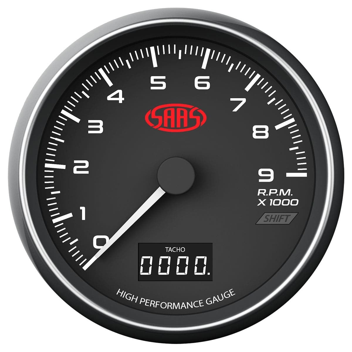 SAAS Tachometer 0-9K Shift Lite 3 1/2In (89mm) In Dash Black SG31642