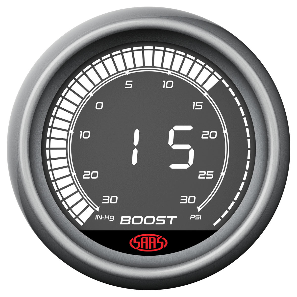 SAAS Boost Gauge 30Inhg-30PSI 52mm - Digital Series SG41211