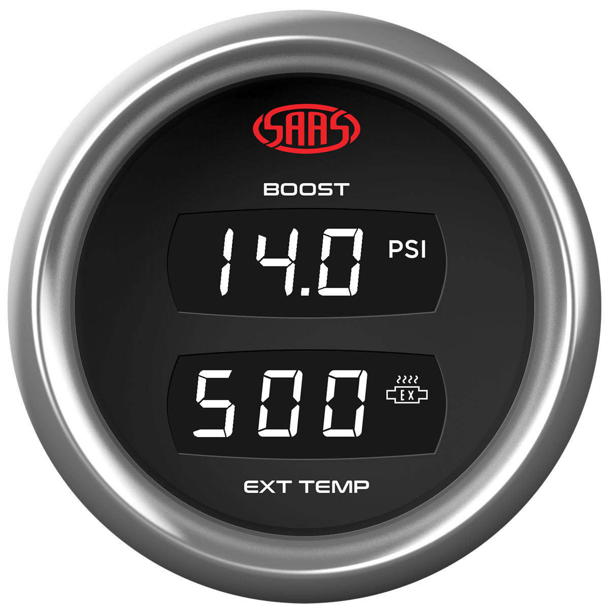 SAAS Dual Digital Boost Gauge 0-30Psi / Exhaust Temperature 0-900 Trax SG911240