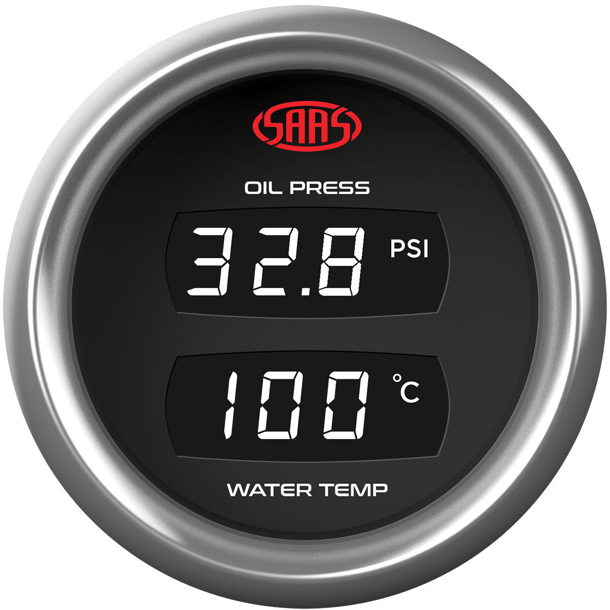 SAAS Dual Digital Oil Pressure Gauge 140PSI / Water Temperature 40-120 Trax SG913020