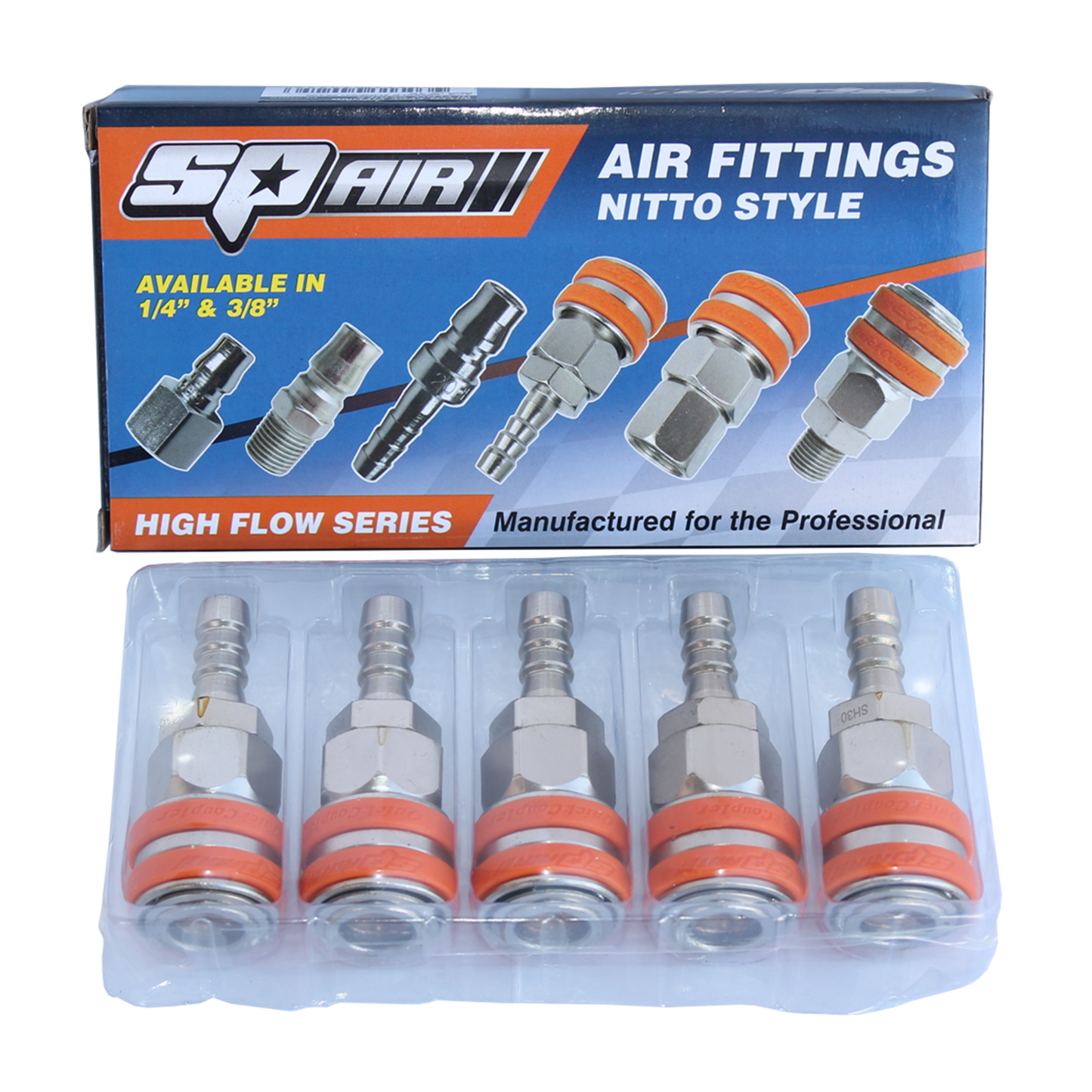 SP Tools Air Tool Fitting - Coupler Hose Barb 3/8" Nitto Style Box Of 5 SH30BX