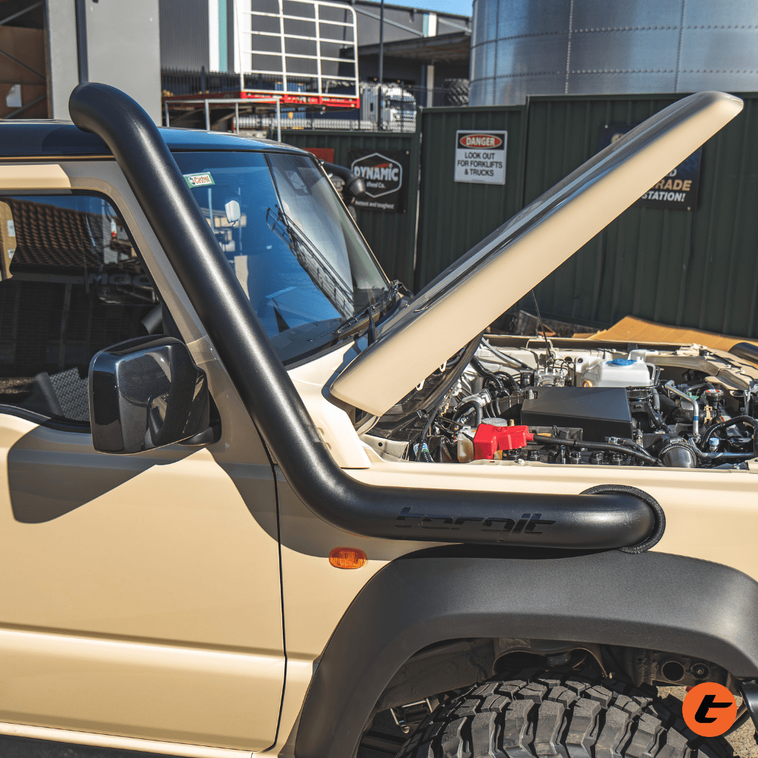 Torqit Jimny 1.5L 04/2019 on 3.5in Stainless Steel Snorkel with Satin Black Powder Coating
