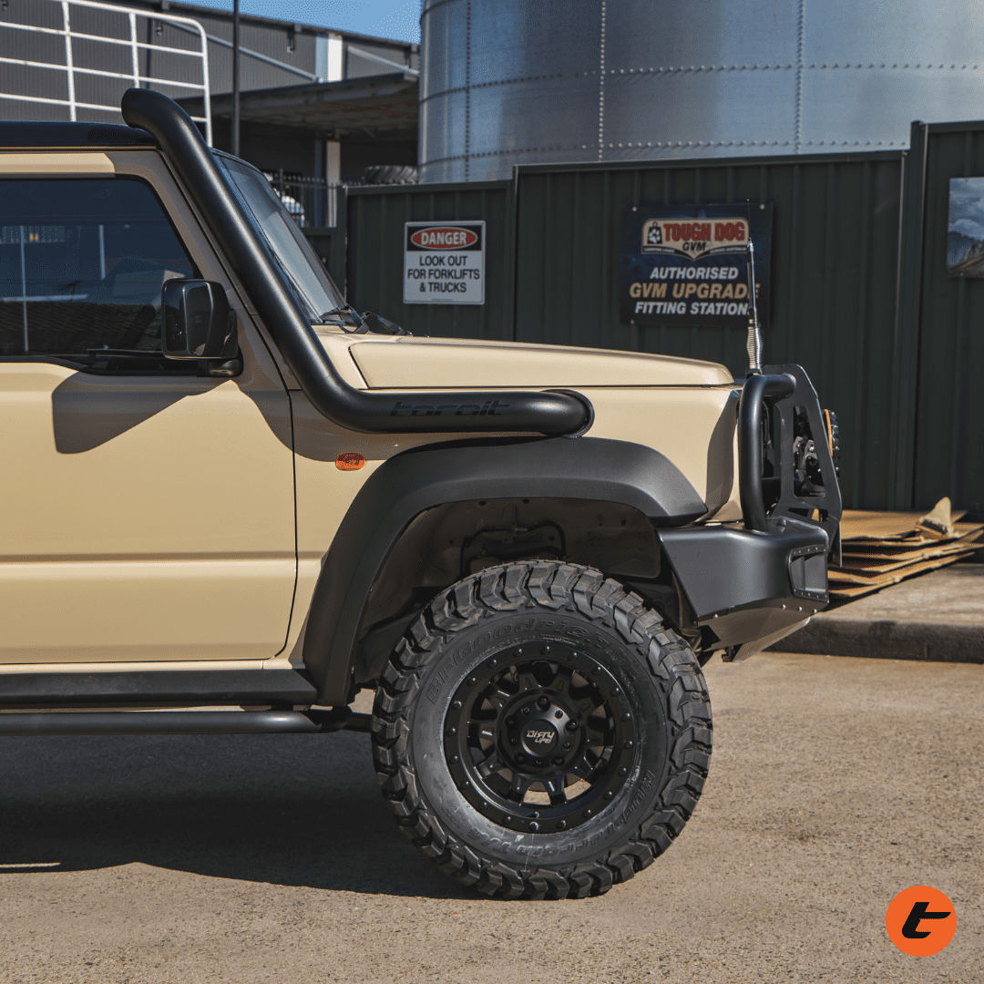 Torqit Jimny 1.5L 04/2019 on 3.5in Stainless Steel Snorkel with Satin Black Powder Coating
