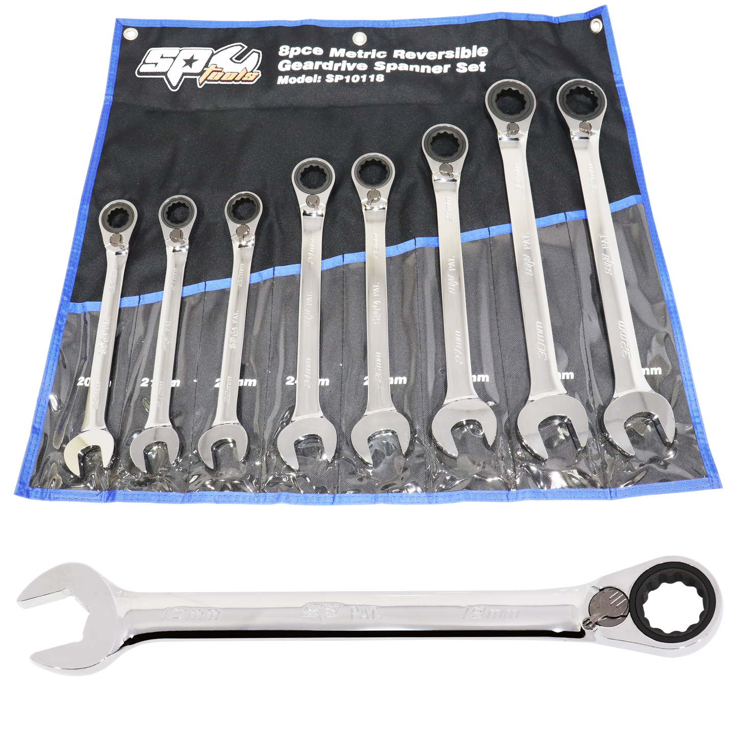 SP Tools Spanner Set - ROE Reversible Geardrive 8pc Metric SP10118