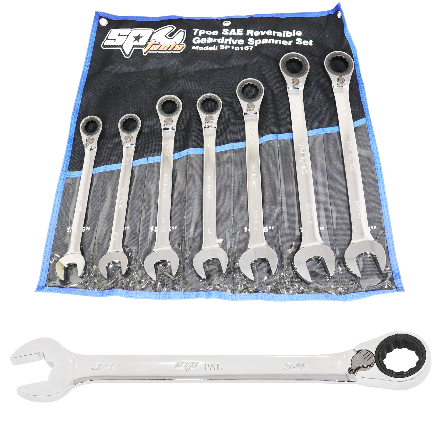 SP Tools Spanner Set - ROE Reversible Geardrive 7pc SAE SP10167