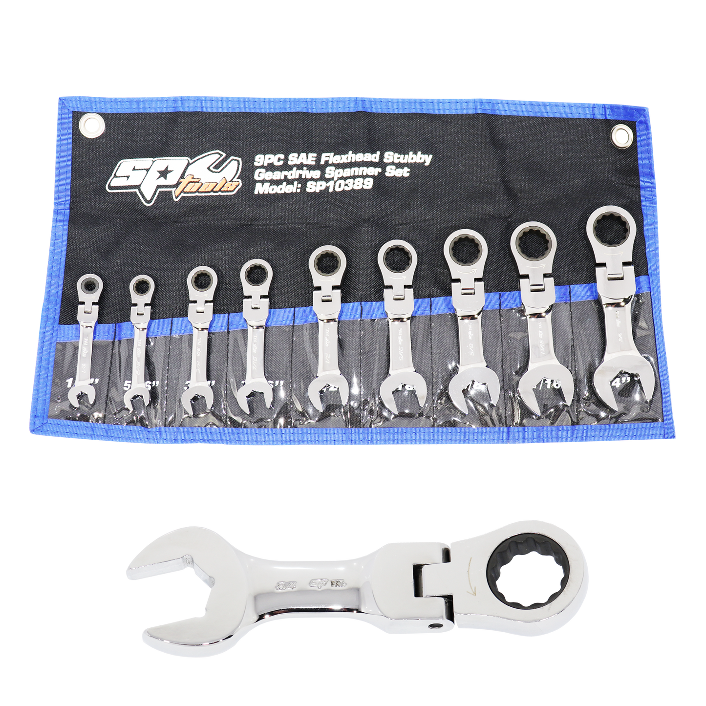 SP Tools Spanner Set - ROE Geardrive Flex Head 9pc SAE SP10389