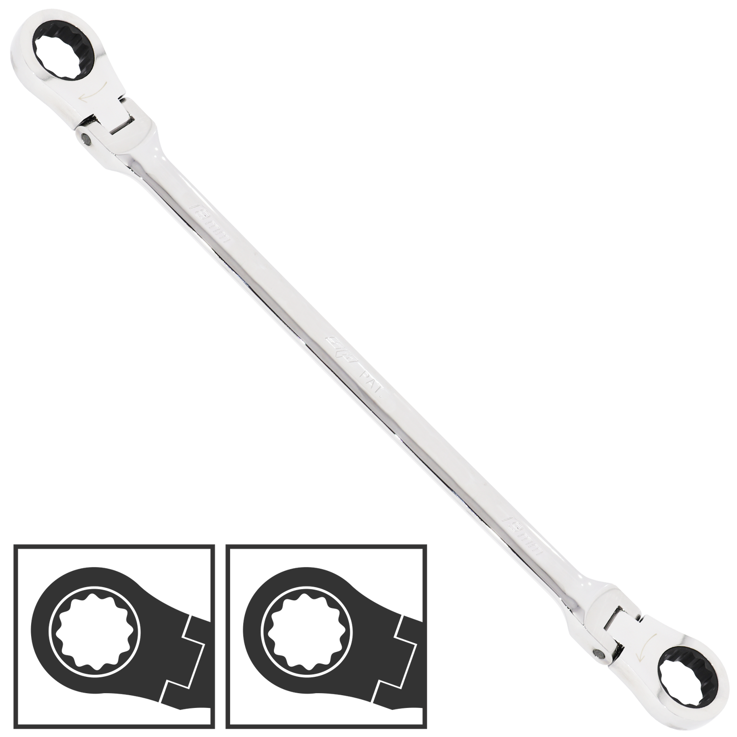 SP Tools Spanner Ex Long Flex Double Ring Stand Out Geardrive 8X9mm SP17908