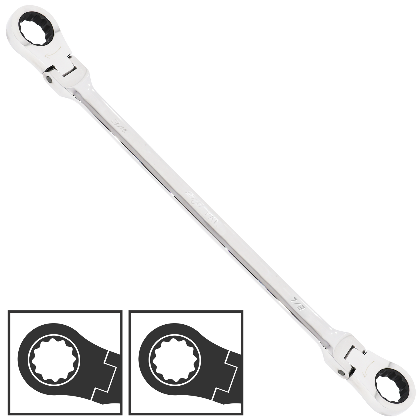SP Tools Spanner Ex Long Flex Double Ring Stand Out Geardrive 1/2X9/16" SP17955