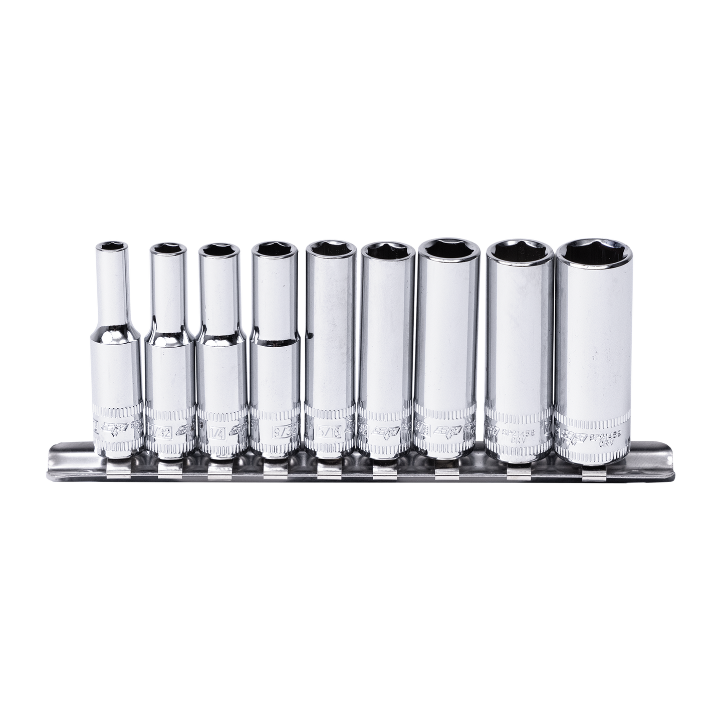 SP Tools Socket Rail - 1/4Dr 6Pt Deep 9pc SAE SP20141
