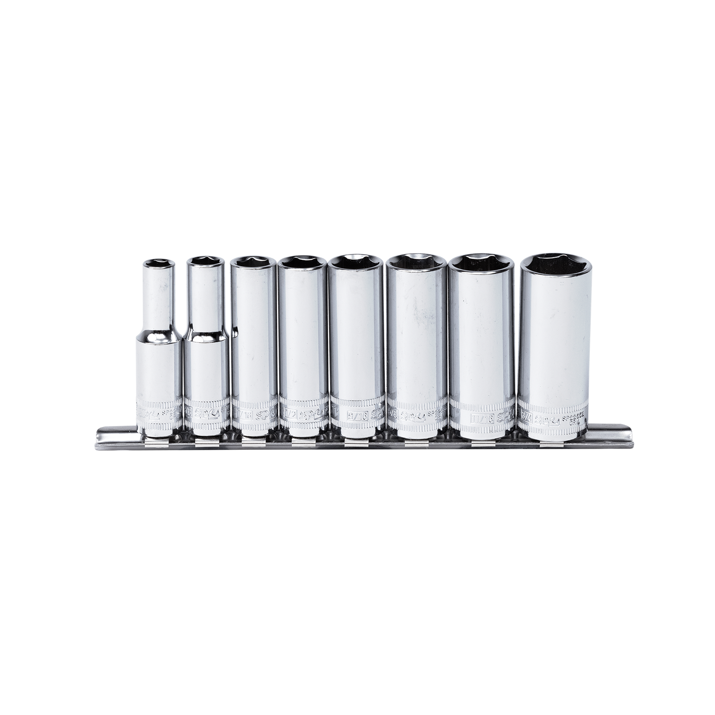 SP Tools Socket Rail - 3/8Dr Deep 6Pt 8pc SAE SP20243