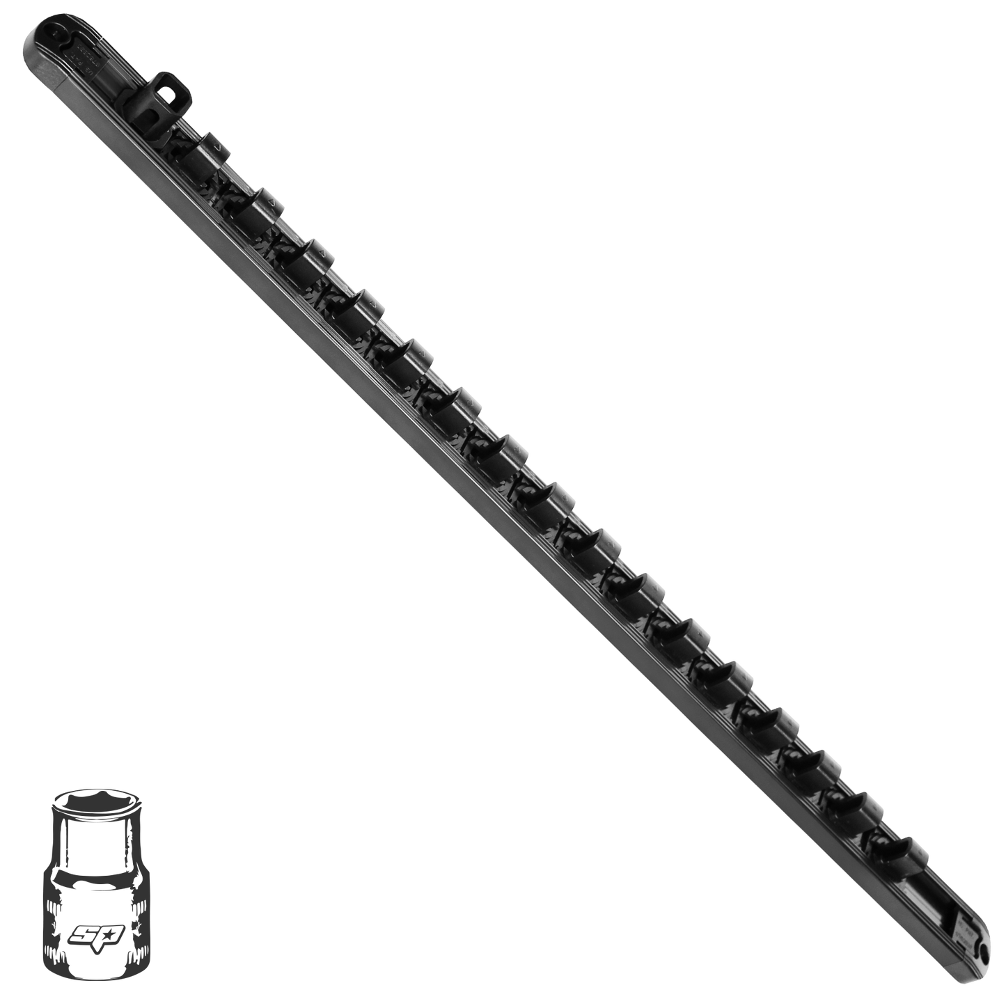 SP Tools Socket Rail 1/2'Dr Holds 16pc Black SP203RQM