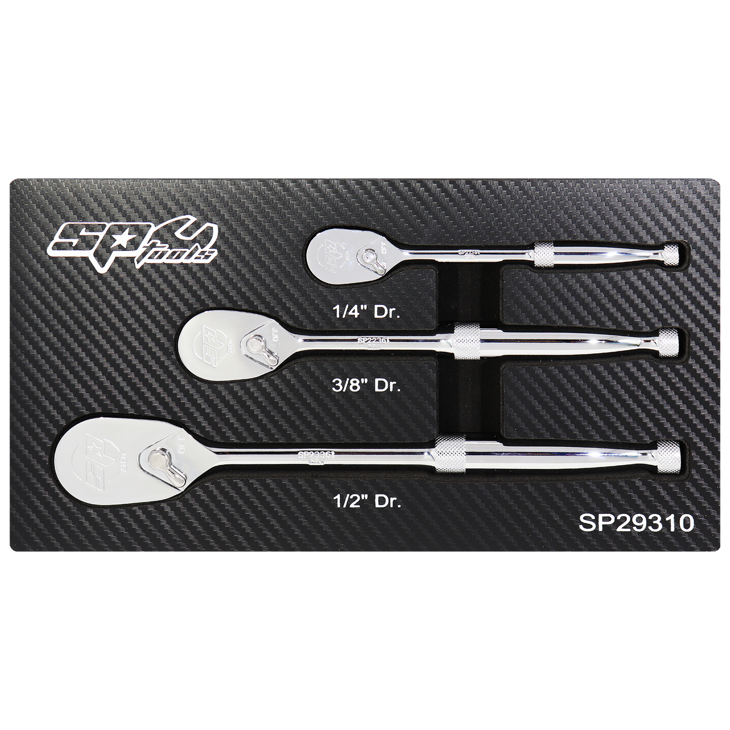 SP Tools Ratchet Set 1/4,3/8,1/2Dr 90T Sealed Head  SP29310