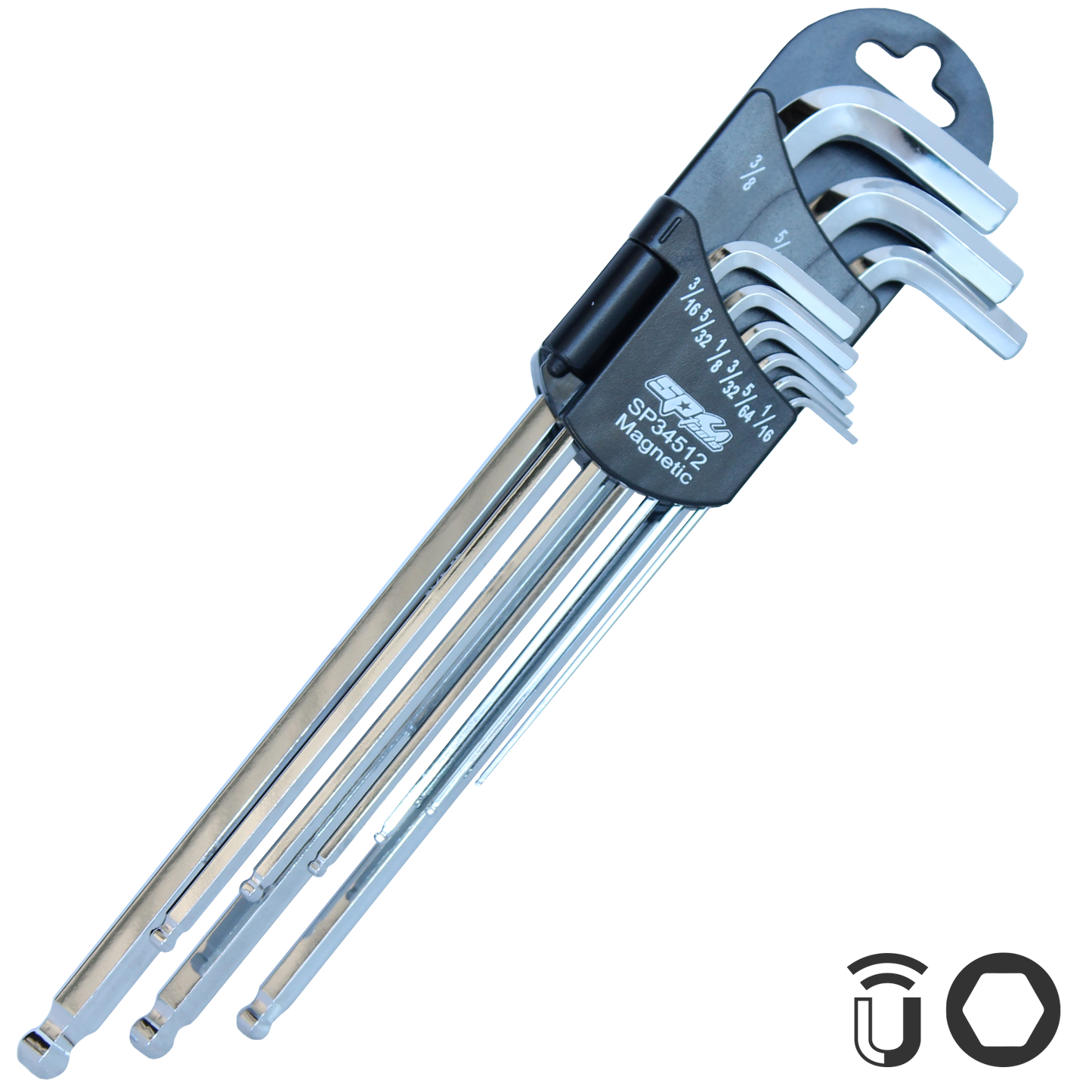 SP Tools Key Set Magnetic 9pc SAE Ball Drive Hex SP34512
