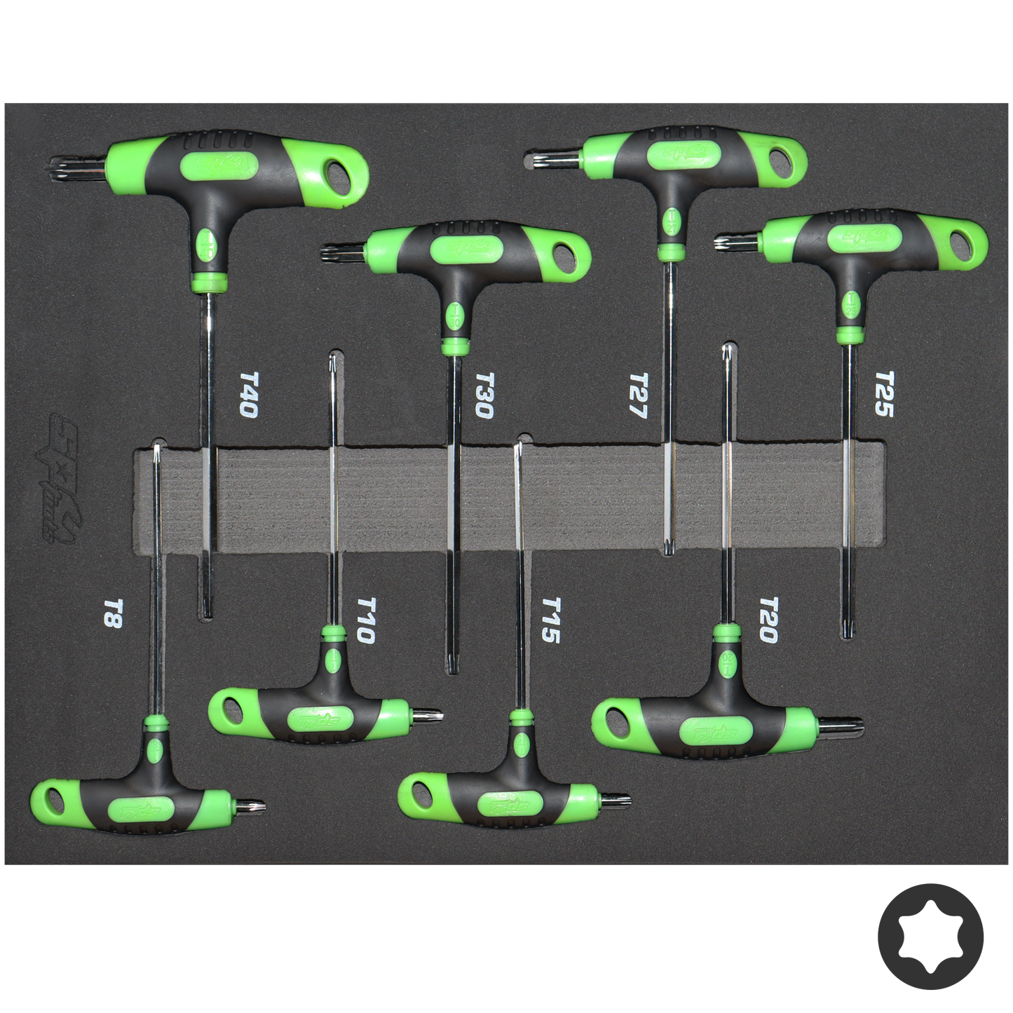 SP Tools 8Pc T-Handle Key Set in EVA Foam Torx Colour Coded SP34708