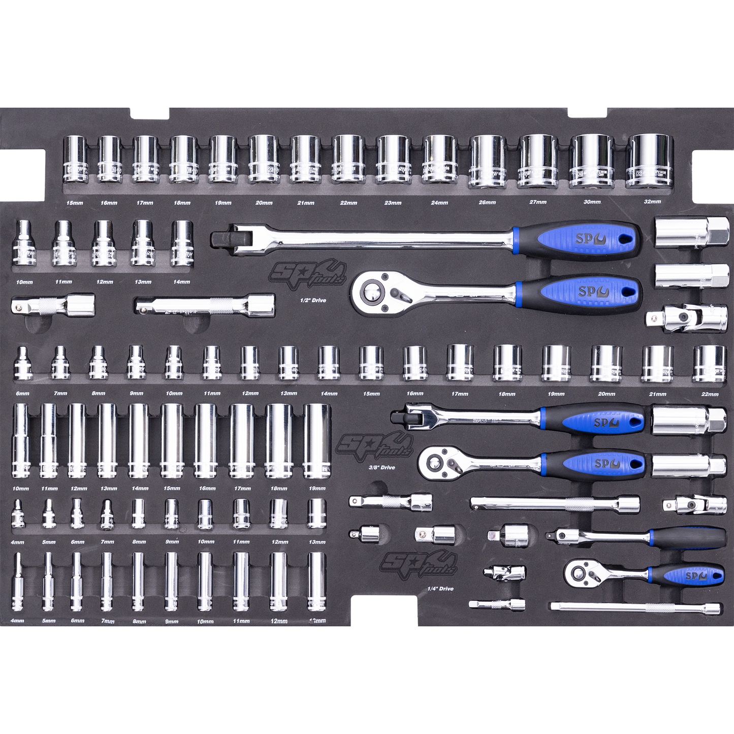 SP Tools 88Pc Metric Sockets & Accs EVA Foam tray Tool Kit SP50010